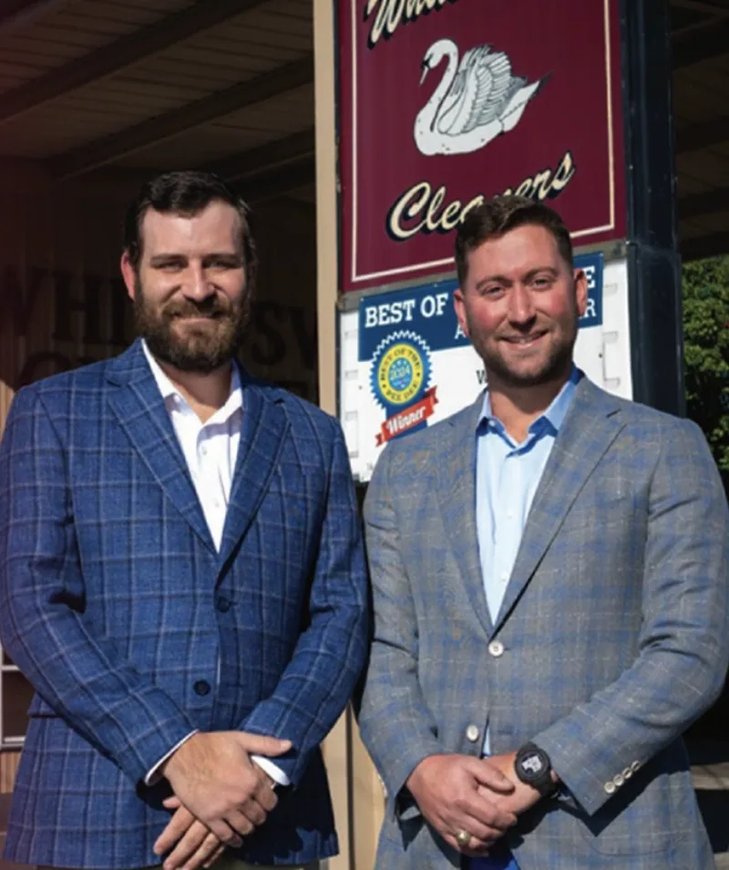 White Swan Cleaners team outside their facility