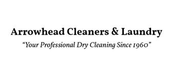 Logo for Arrowhead Cleaners & Laundry with the tagline, “Your Personal Pro Cleaners Since 1967,” displayed in black text on a transparent background.