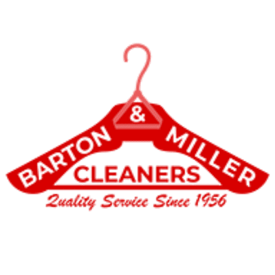 Red hanger graphic with "Barton & Miller Cleaners" text and the tagline "Quality Service Since 1936" written below.