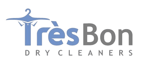 Logo for Très Bon Dry Cleaners, featuring a stylized clothes hanger above the text "TrèsBon" with "DRY CLEANERS" written below in capital letters.