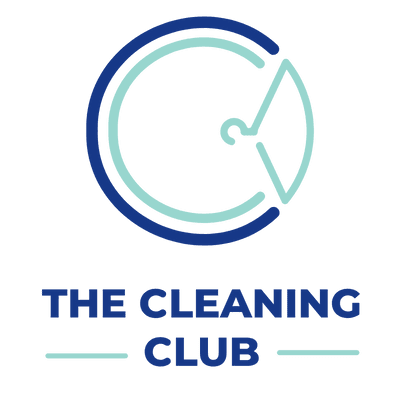 Logo for The Cleaning Club featuring a stylized letter "C" with a triangle inside, above the text "THE CLEANING CLUB" and a horizontal line underneath.