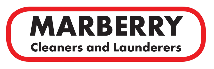 Logo for Marberry Cleaners and Launderers with bold black text inside a rounded red outline.