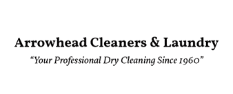 Logo for Arrowhead Cleaners & Laundry with the tagline, “Your Personal Pro Cleaners Since 1967,” displayed in black text on a transparent background.