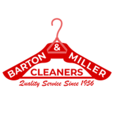 Red hanger graphic with "Barton & Miller Cleaners" text and the tagline "Quality Service Since 1936" written below.
