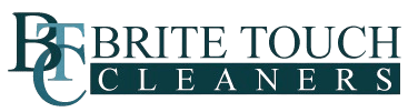 Brite Touch Cleaners logo with overlapping BTC initials on the left and the company name in capital letters to the right.