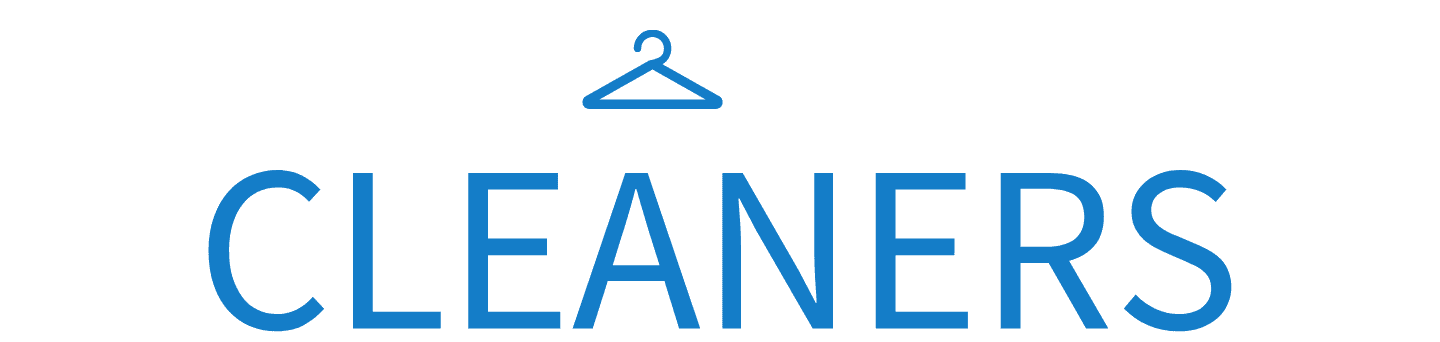Logo for Dallas Parkway Cleaners with a clothes hanger icon between the words "Dallas" and "Parkway." The word "Cleaners" is in large blue letters.