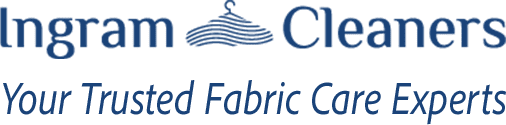 Blue banner with the text "Your Trusted Fabric Care Experts" in blue italic font on a white background.