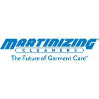 Logo with the word "CLEANERS" in white uppercase letters on a blue background, with blue text above and below on a white background.