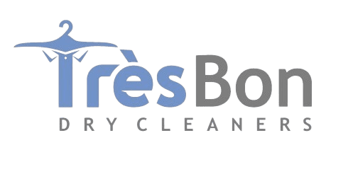 Logo for Très Bon Dry Cleaners, featuring a stylized clothes hanger above the text "TrèsBon" with "DRY CLEANERS" written below in capital letters.