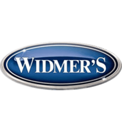 A blue oval logo with a silver border displays the word "WIDMER'S" in bold white capital letters.