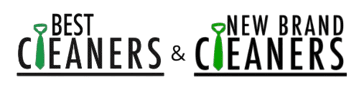 Logo for "Best Cleaners & Grass Brand Cleaners" with a green shovel incorporated as the letter "L" in both "Cleaners" and "Grass Brand Cleaners.