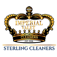 A gold crown logo with the text "IMPERIAL VALET CLEANERS" in gold and "STERLING CLEANERS" in blue underneath.