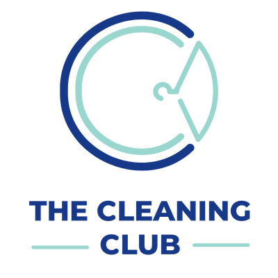Logo for The Cleaning Club featuring a stylized letter "C" with a triangle inside, above the text "THE CLEANING CLUB" and a horizontal line underneath.
