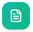 White document icon with lines representing text on a green rounded square background.