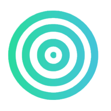 A series of concentric turquoise circles on a light gray background, creating a target or bullseye pattern.