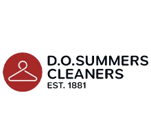 Logo of D.O. Summers Cleaners with a red circle featuring a white hanger icon and text reading "D.O. Summers Cleaners EST. 1881.