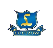 Blue and gold shield logo featuring a stylized gold "L" above the word "LUETZOW" on a banner.