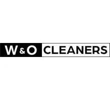Logo with the text "W & O CLEANERS" in bold, black and white, with "W & O" on a black background and "CLEANERS" on a white background.